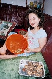 Hanna cleaning black walnuts